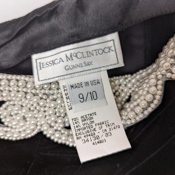 Vintage 90s JESSICA McCLINTOCK sz. 9/10 Gunne Sax Velvet Party Mini DRESS Beaded - Picture 10 of 12